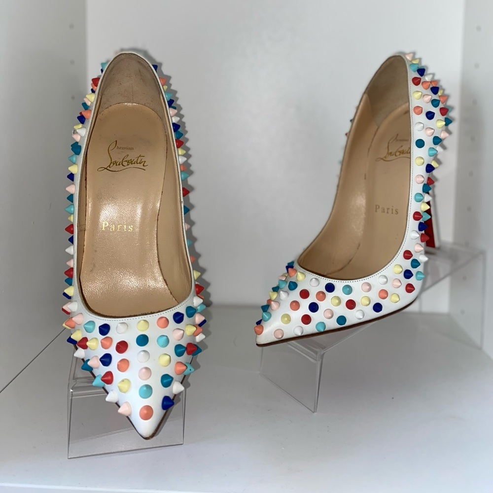 Christian Louboutin White Multi Spike Pumps